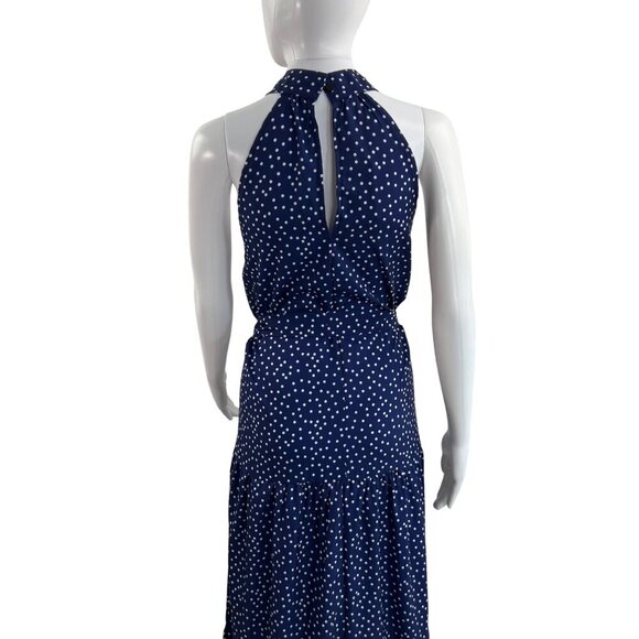 NWT Made With Love Women XL Navy Polka Dot Tiered Ruffled Maxi Dress Flowy Retro - Picture 5 of 16